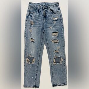 Distressed High Rise Straight Leg Jeans Size M NWOT 29” Inseam